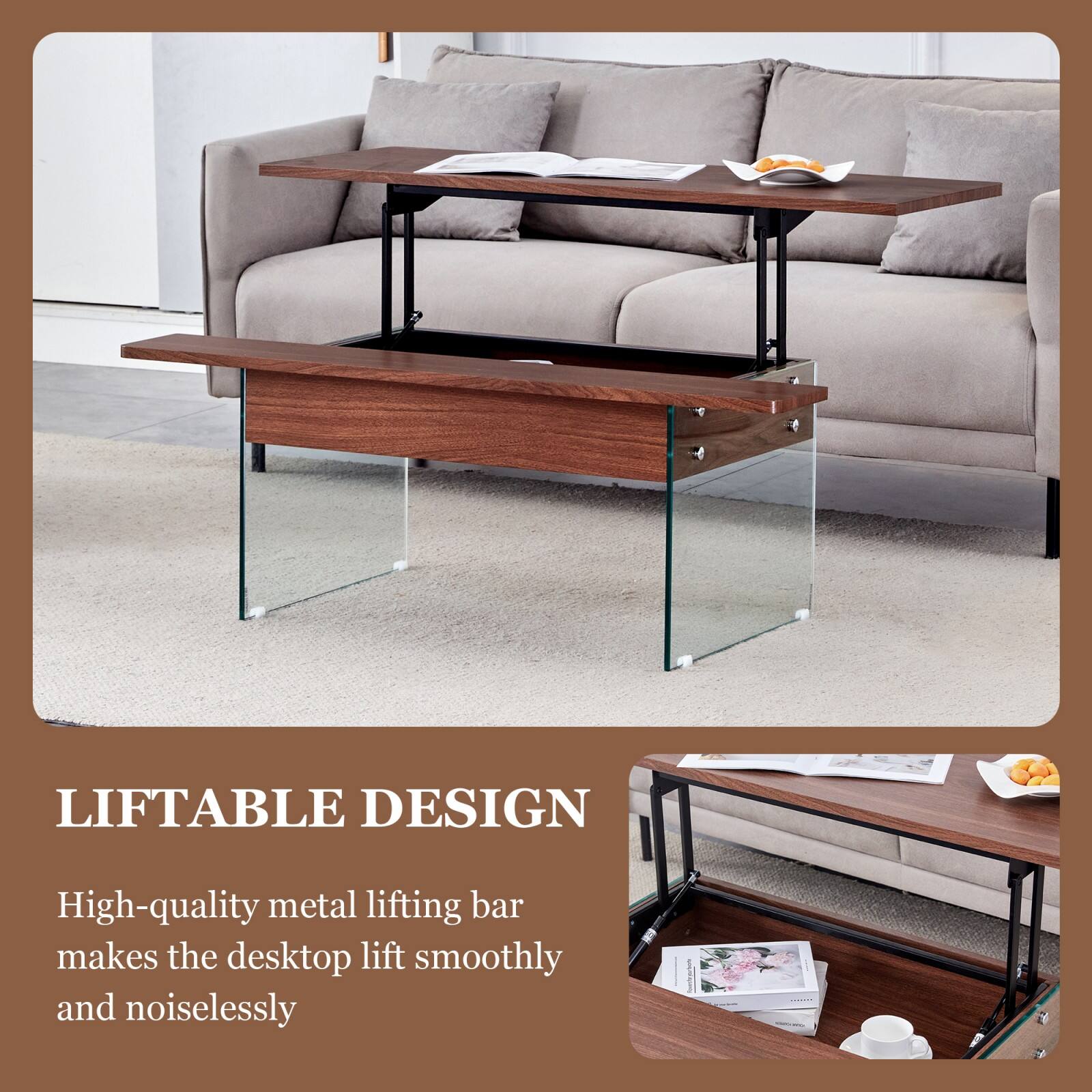 LIFTABLE DESIGN

High-quality metal lifting bar makes the desktop lift smoothly and noiselessly