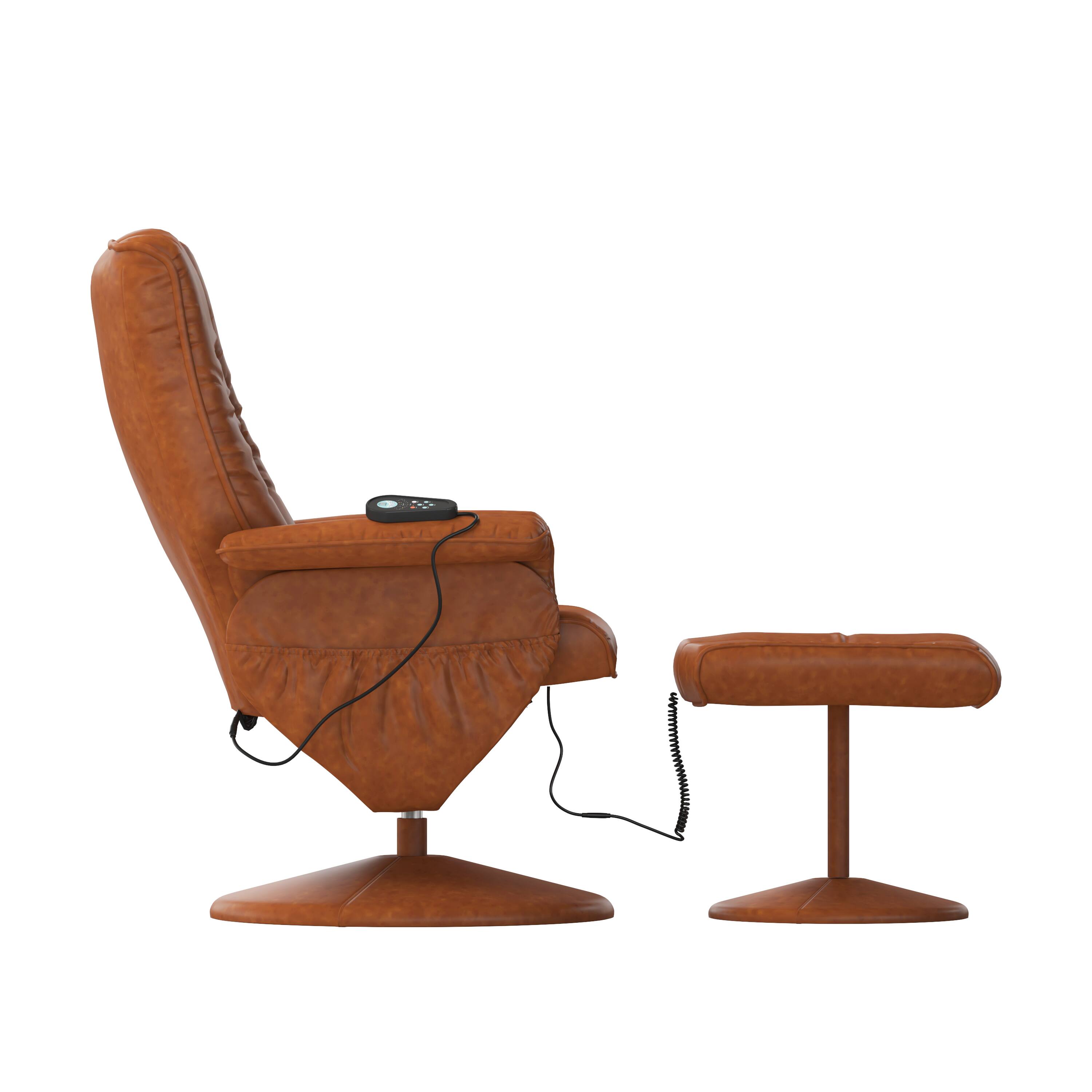 Alt View 7. Emma + Oliver - Massaging Multi-Position Recliner and Ottoman with Wrapped Base - Brown.