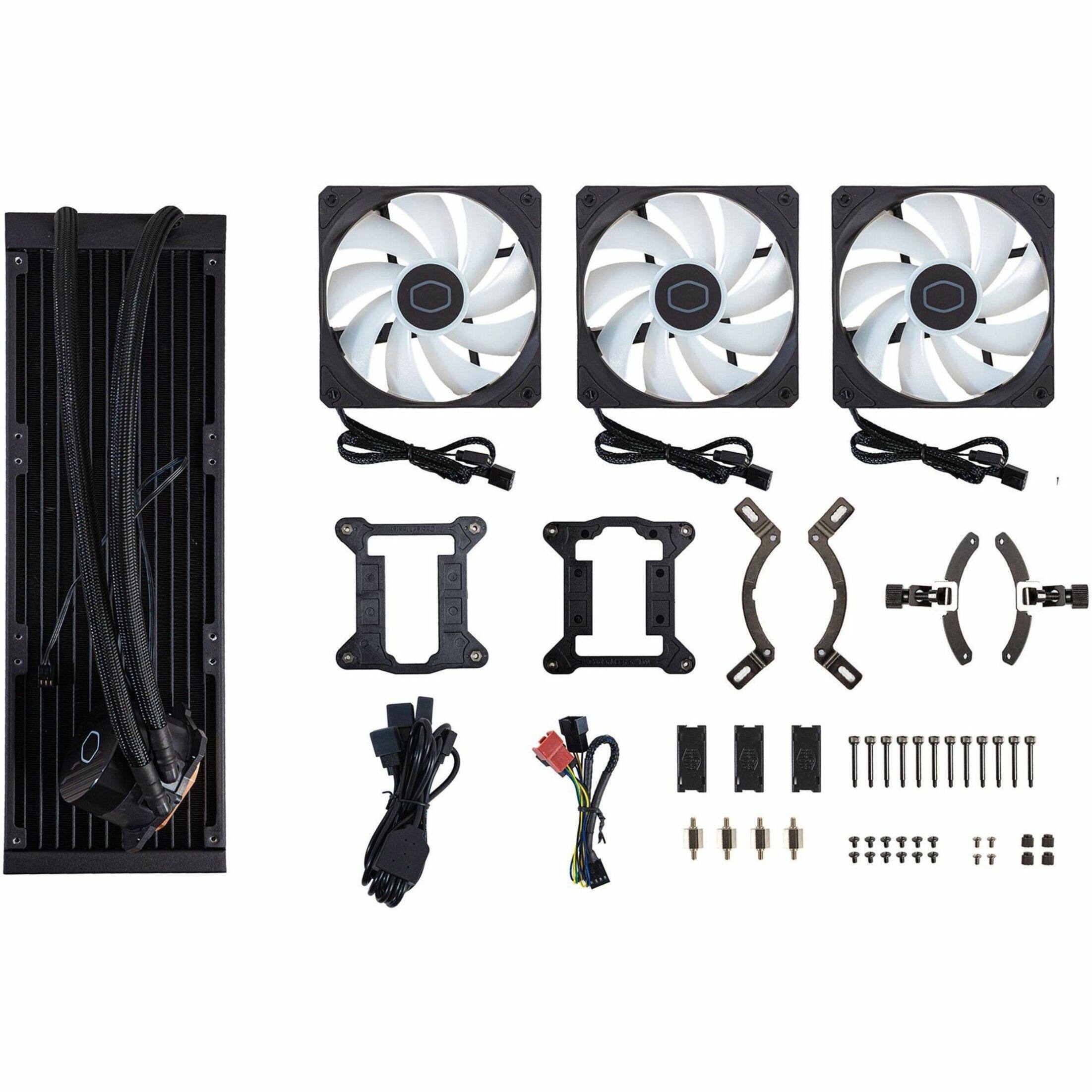 Alt View 20. Cooler Master - MasterLiquid 360L Core ARGB ARGB 12mm Radiator Cooling Fan/Radiator/Pump Liquid Cooler (3 x 12mm Core Fans) with RGB - Black.