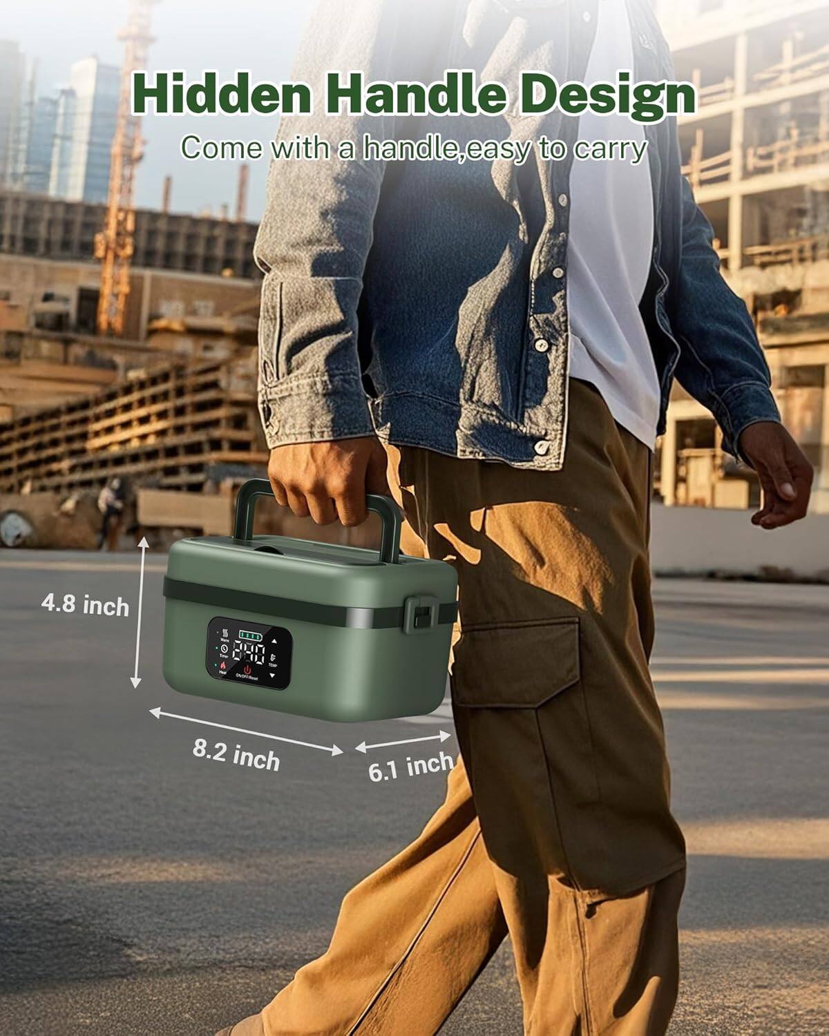 Hidden Handle Design  
Come with a handle, easy to carry  

4.8 inch  
8.2 inch  
6.1 inch