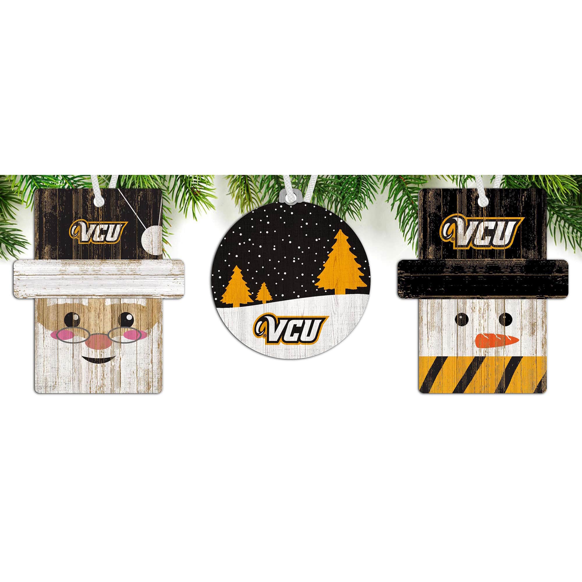 Fan Creations - VCU Rams 3-Pack Ornament Set - Multicolor