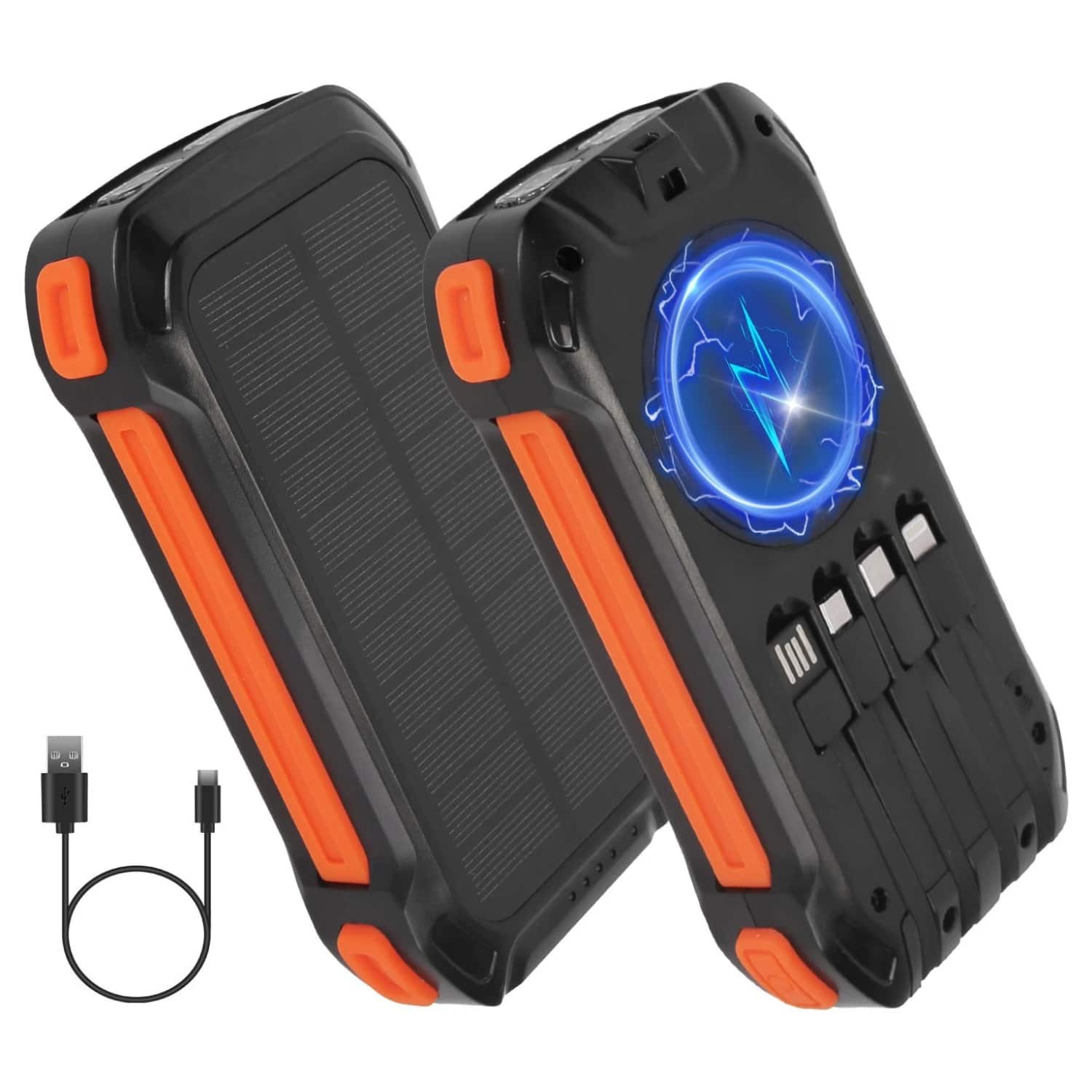 Front. Home Collection - 49800mAh Solar Power Bank Portable Charger Orange - Orange.