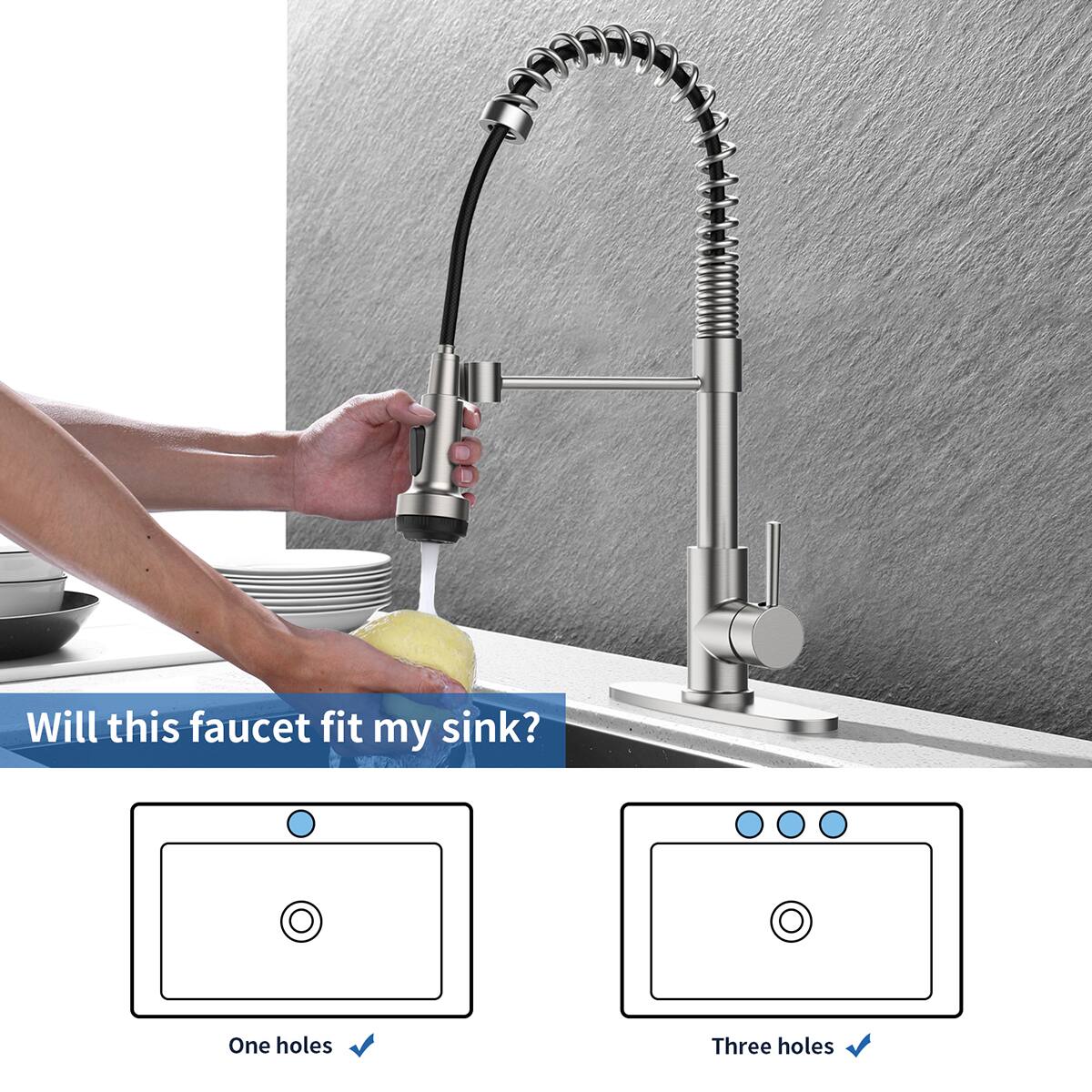 Will this faucet fit my sink?

One holes ✔️

Three holes ✔️