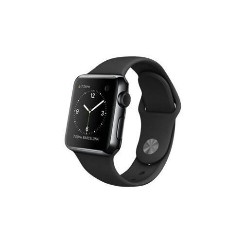 Front. Apple - Refurbished Watch Smartwatch 38mm Space Black Stainless Steel - Black.