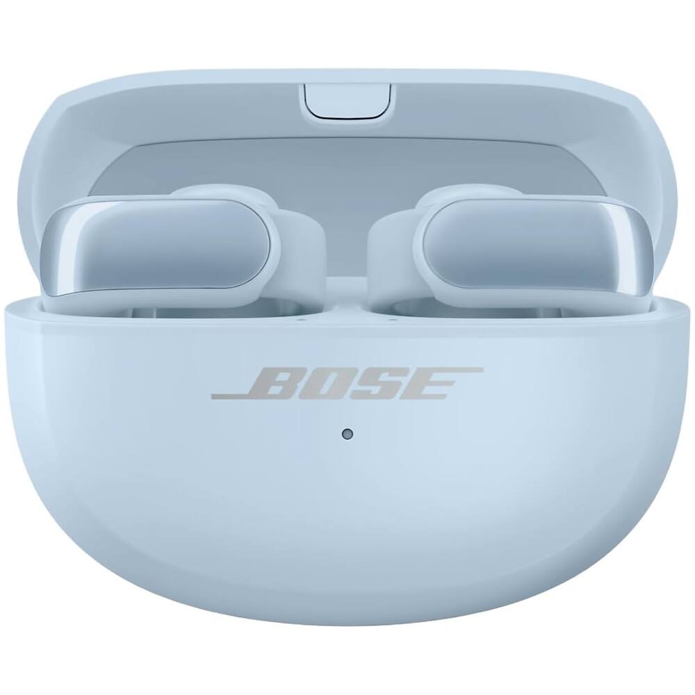 Angle. Bose - Ultra Open Earbuds Bluetooth Open-Ear Clip-On Headphones + 26-Month Extended Warranty Protection - Moonstone Blue.