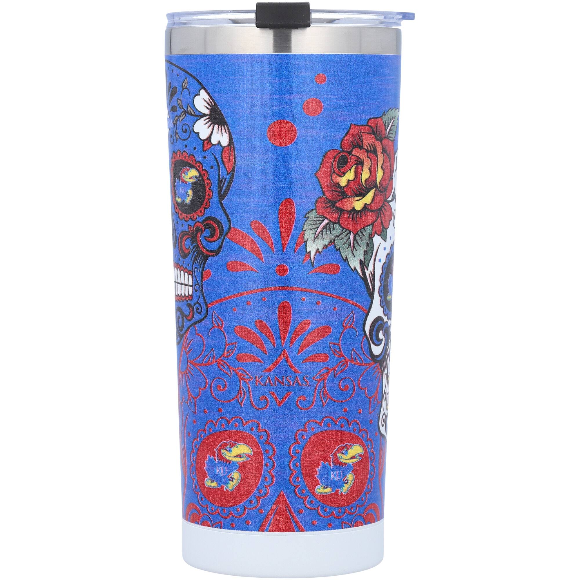 Alt View 3. Indigo Falls - Kansas Jayhawks 24oz. Dia De Los Muertos Stainless Steel Tumbler - Multicolor.