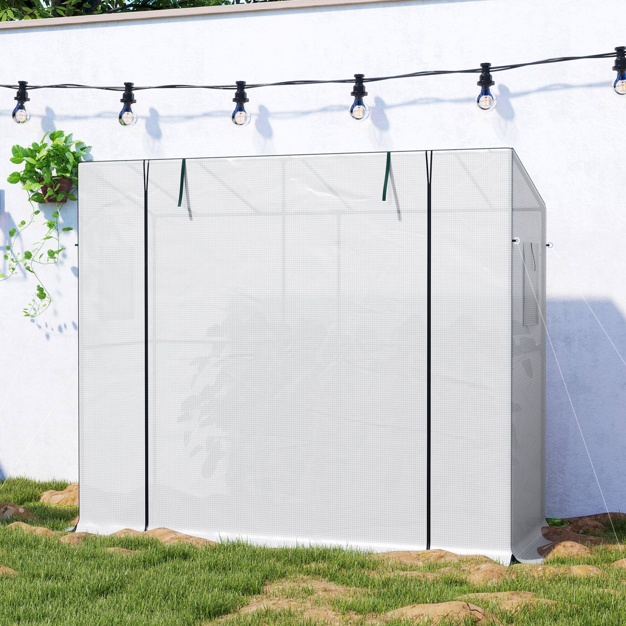 Alt View 7. Outsunny - 6.6' x 2.5' x 5.6' Lean-to Small Greenhouse for Outdoors, Portable Greenhouse with UV-resistant PE Cover.