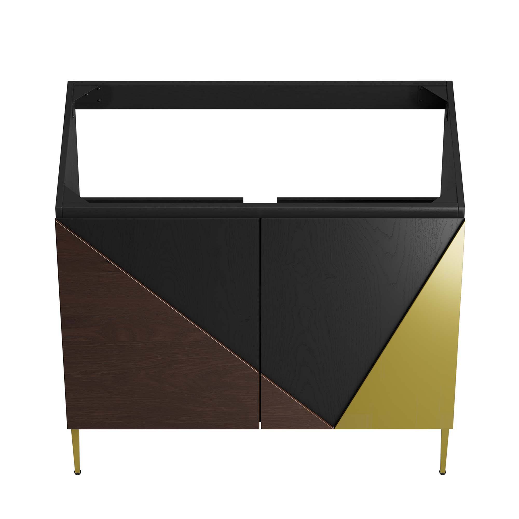 Alt View 4. Modway - Alchemist Bathroom Cabinet Basin Not Included by Modway - Black Gold.