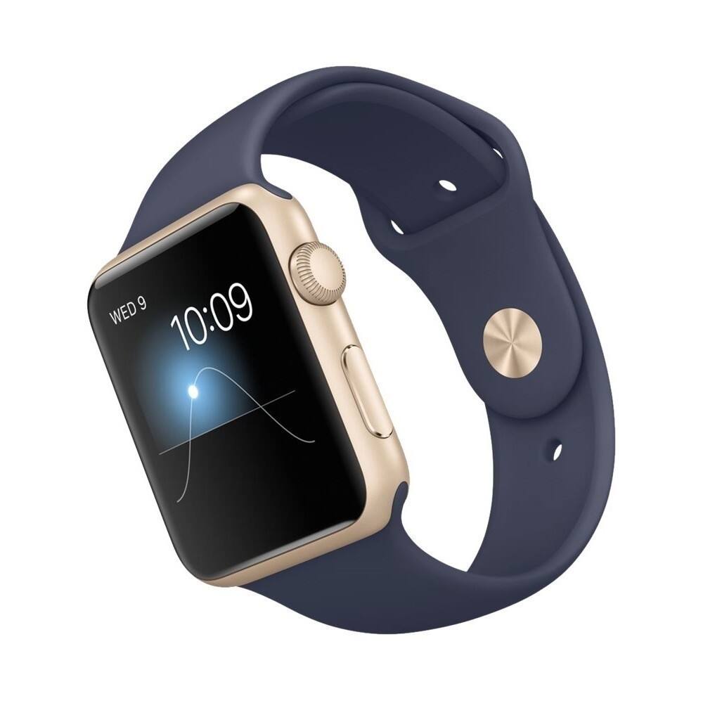 Front. Apple - Refurbished Watch Sport Smartwatch 42mm Gold Aluminum - Gold.