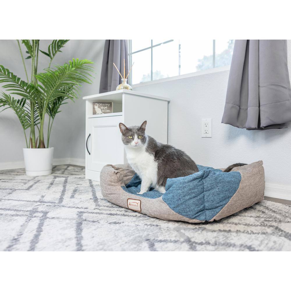 Back. Armarkat - Soft Upholstery Cat Bed Skid Free Nest Pet Bed Puppy Beds - Blue.