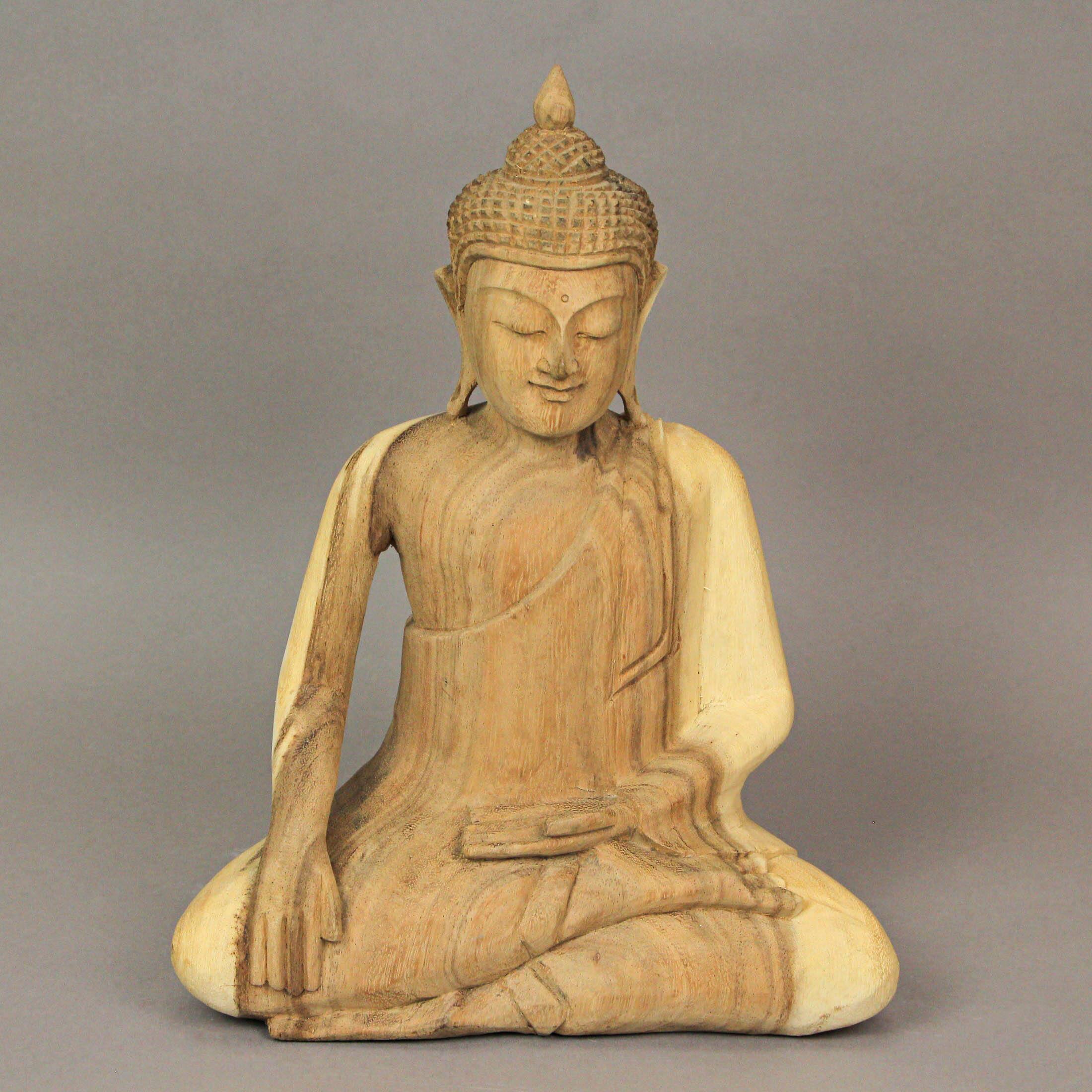 Alt View 5. Contrast Inc. - 13 Inch Wooden Hand Carved Sitting Buddha Sculpture Zen Home Decor Meditation Art - Brown.