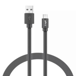 Xyst - Charge and Sync USB to Micro USB Flat Cable 4Ft - Black