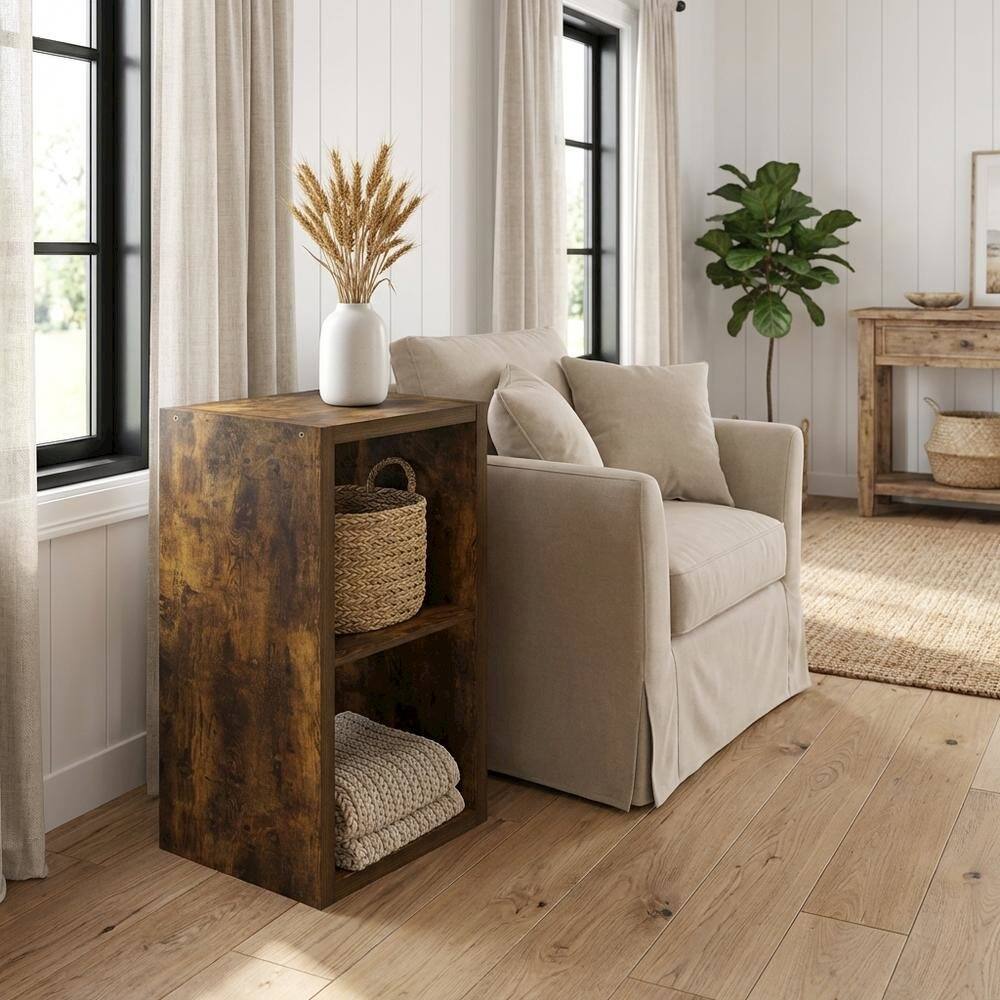 Left. FurniFact - Engineered Wood Bookcase with Stable Design for Home or Office Use - Amber Pine.