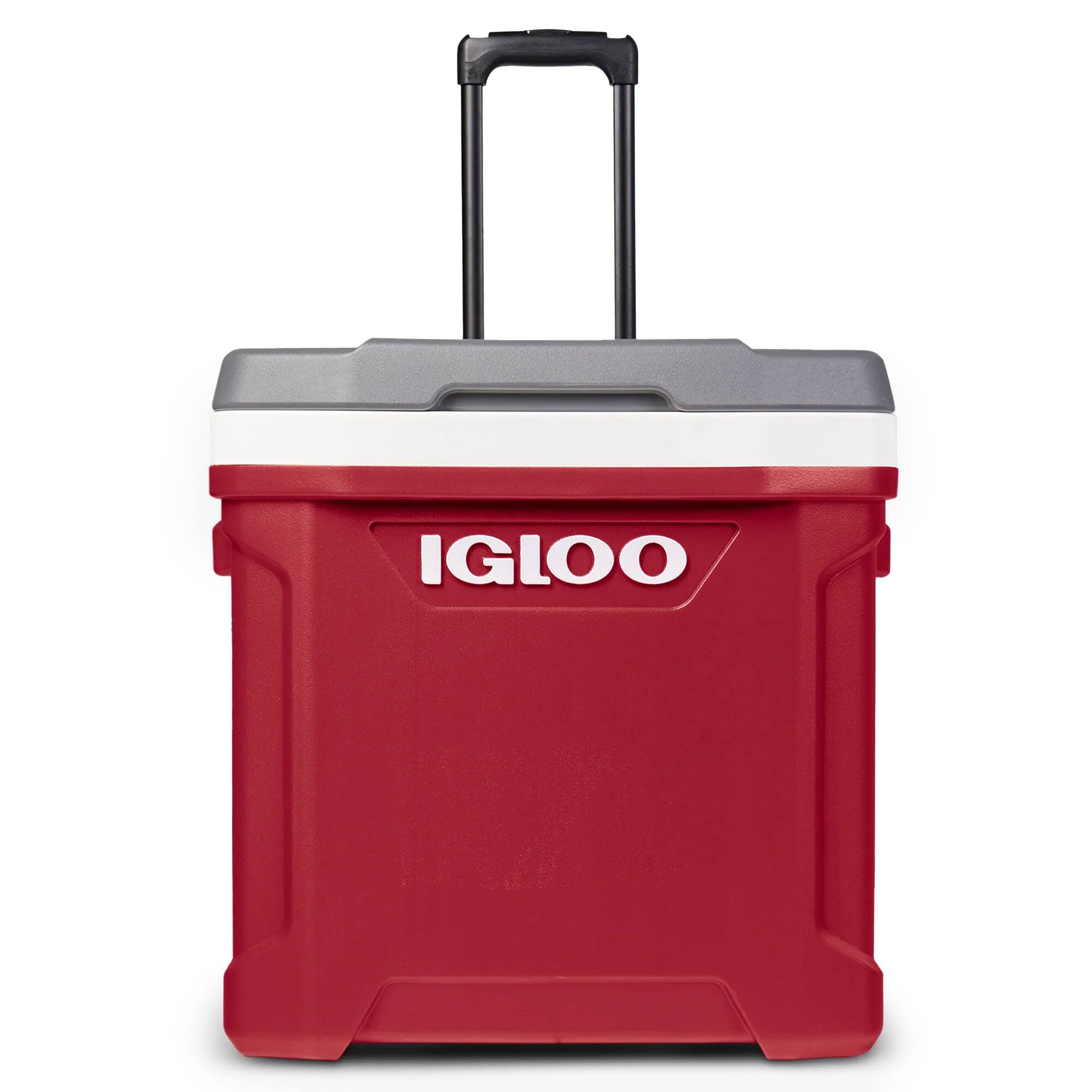 Front. Igloo - IGLOO Latitude 60 Qt Roller Cooler, Red - Red.