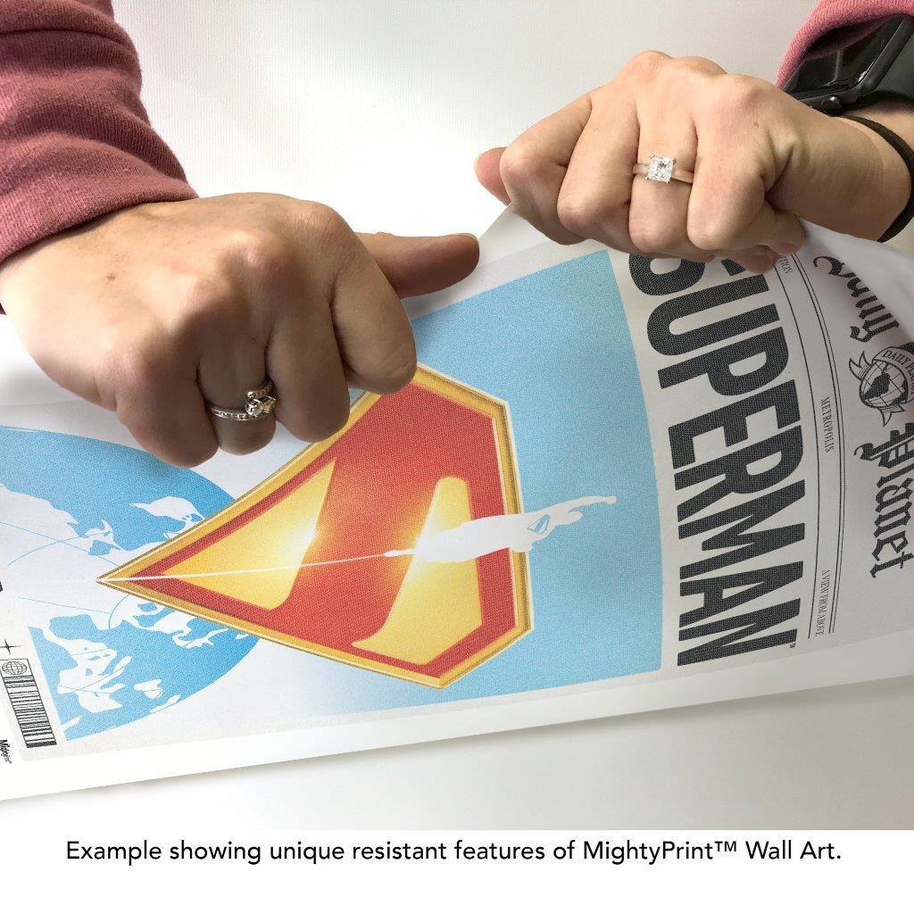 Example showing unique resistant features of MightyPrint™ Wall Art.