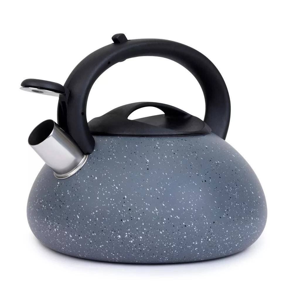 Alt View 1. Elle Decor - 3 Quart Stovetop Whistling Tea Kettle, Granite Finish, Fast Boil for Gas & Electric Stovetops - Granite.