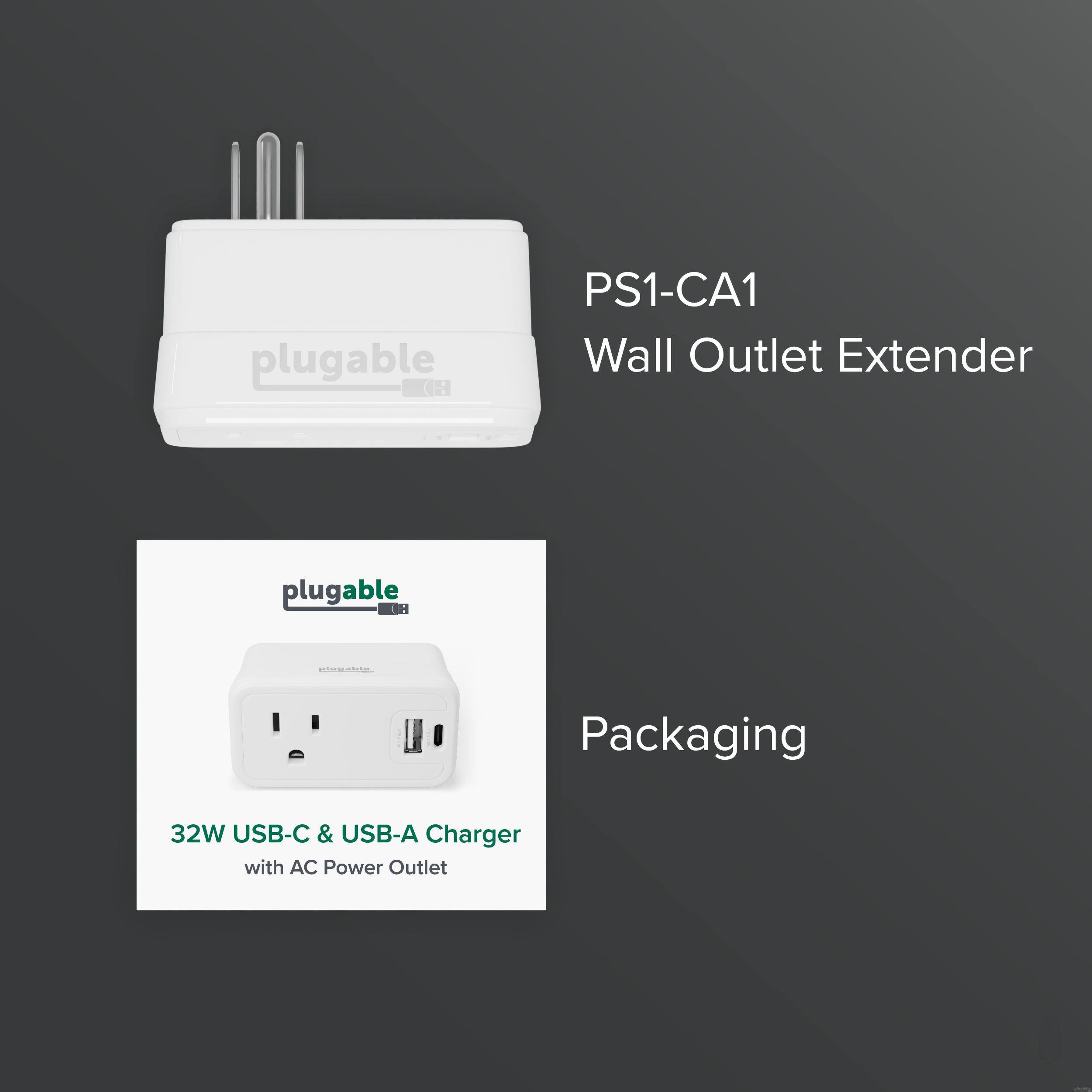 PS1-CA1  
Wall Outlet Extender  

Packaging  

32W USB-C & USB-A Charger with AC Power Outlet