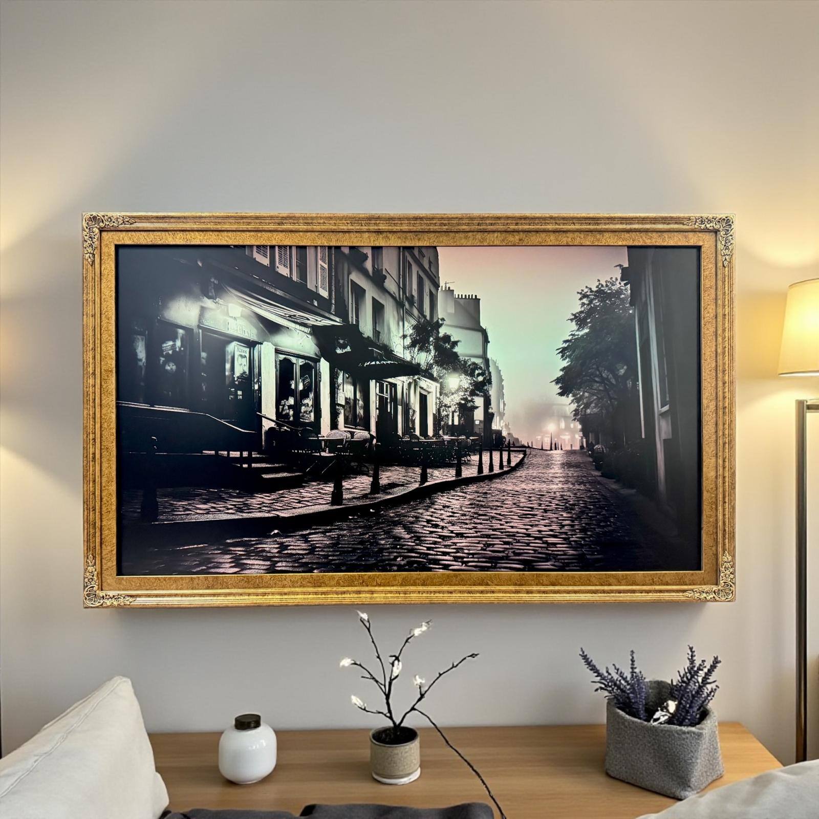 Alt View 10. LAREDO FRAME FACTORY - 55 inch Handmade Ornate Tv Frame For TCL A300W NXTVISION Tv - MARBLE GOLD.