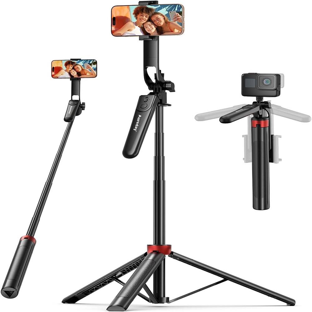 Schertz - 72" Phone Tripod & Selfie Stick with Wireless Remote – Extendable Stand for iPhone, Android, Camera