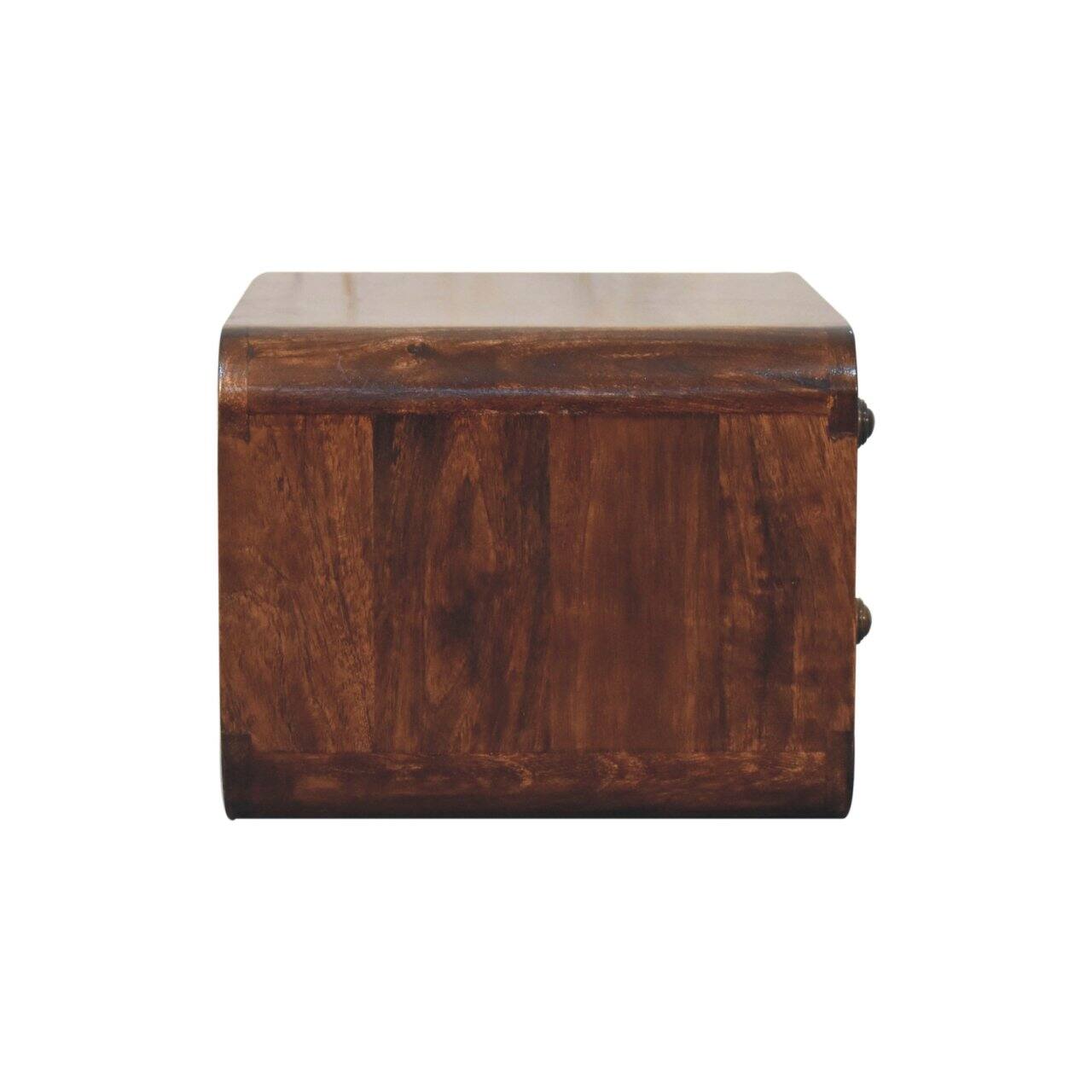Alt View 4. Artisan Furniture - Artisan Furniture Solid Wood Curved California Walnut Wall Mounted Bedside, 2 Drawers, Dark Brown - Walnut Finish.