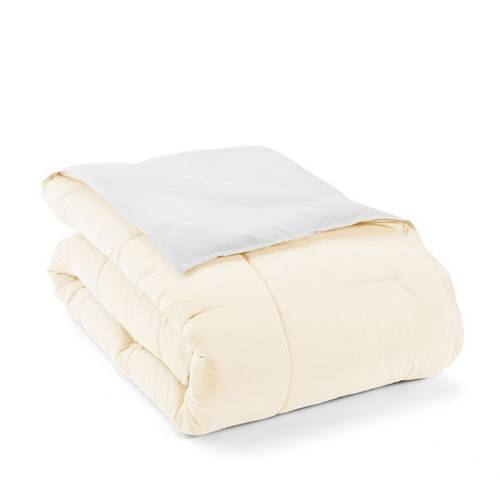 Back. Hivvago - King/Cal King 3-Piece Microfiber Reversible Comforter Set in White and Cream - White and Cream.