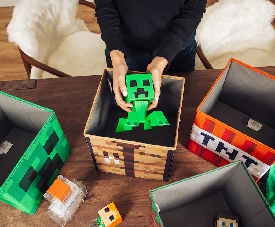 Ukonic Minecraft 10 Inch Storage Bin Organizer Set | Creeper, TNT ...