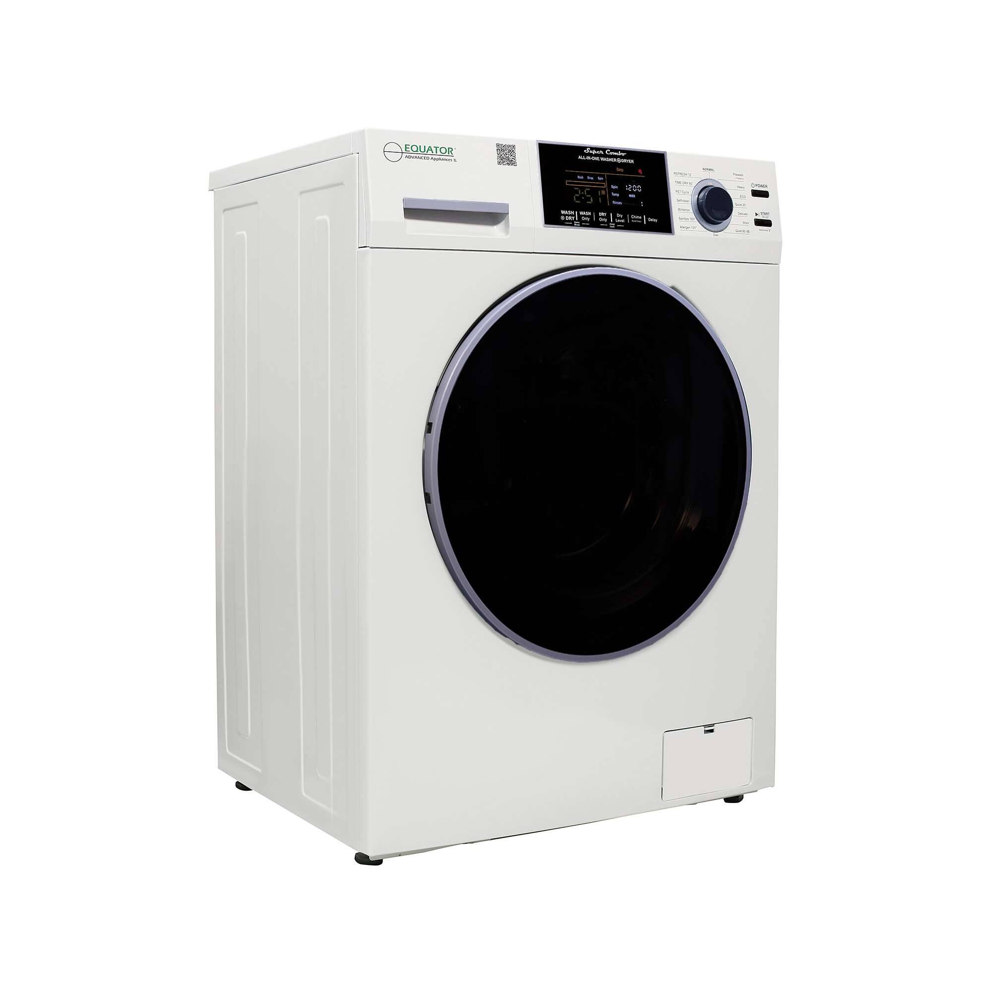 Angle. Equator - Equator All-in-One RV Approved Washer Dryer VENTED-DRY 30% FASTER than Condense 15lb 110V - White.