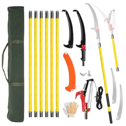 Front. Home Collection - 26 ft Manual Pole Saw Tree Pruner with Long Handle and Sharp Blade.