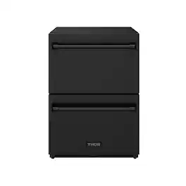 Gordon Ramsay Series by Thor Kitchen 24 Inch Indoor Outdoor Refrigerator Drawers with Hardware - Black
