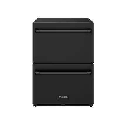 Front. Thor Kitchen - Gordon Ramsay Series by Thor Kitchen 24 Inch Indoor Outdoor Freezer Drawers with Black Hardware - Black.