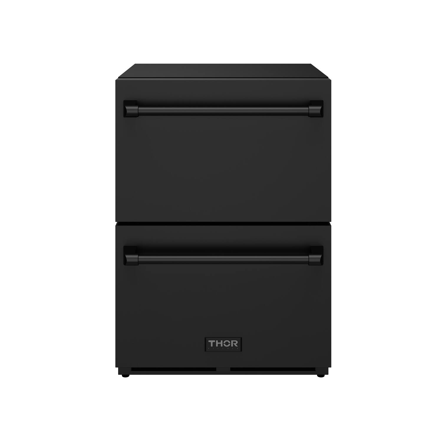Front. Thor Kitchen - Gordon Ramsay Series by Thor Kitchen 24 Inch Indoor Outdoor Freezer Drawers with Black Hardware - Black.
