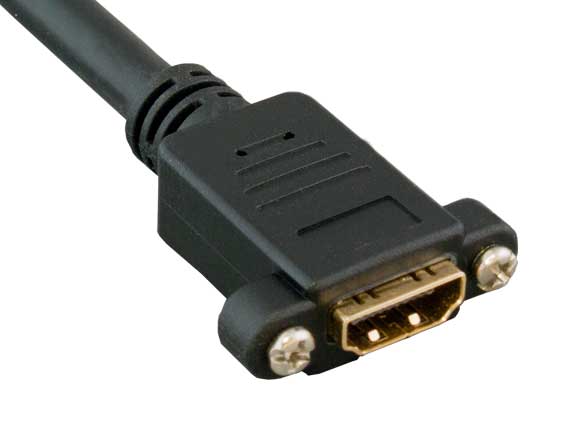 Angle. Cable Leader - High-Speed HDMI Panel Mount Extension Cable Male to Female, 28 AWG 4K Support for Server Rack, AV Cabinet - Black.