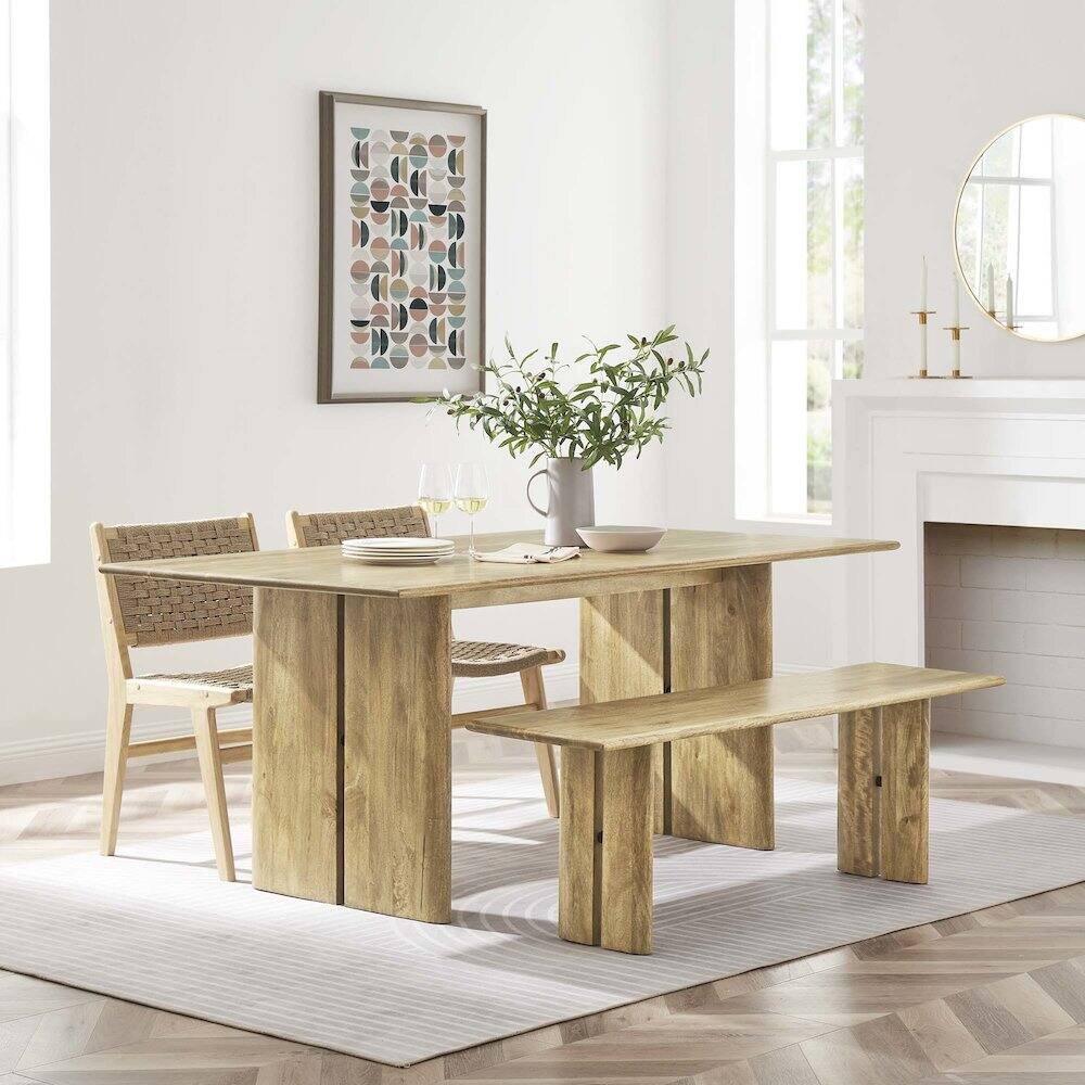 Alt View 4. Modway - Amistad 72" Wood Dining Table and Bench Set - Brown.