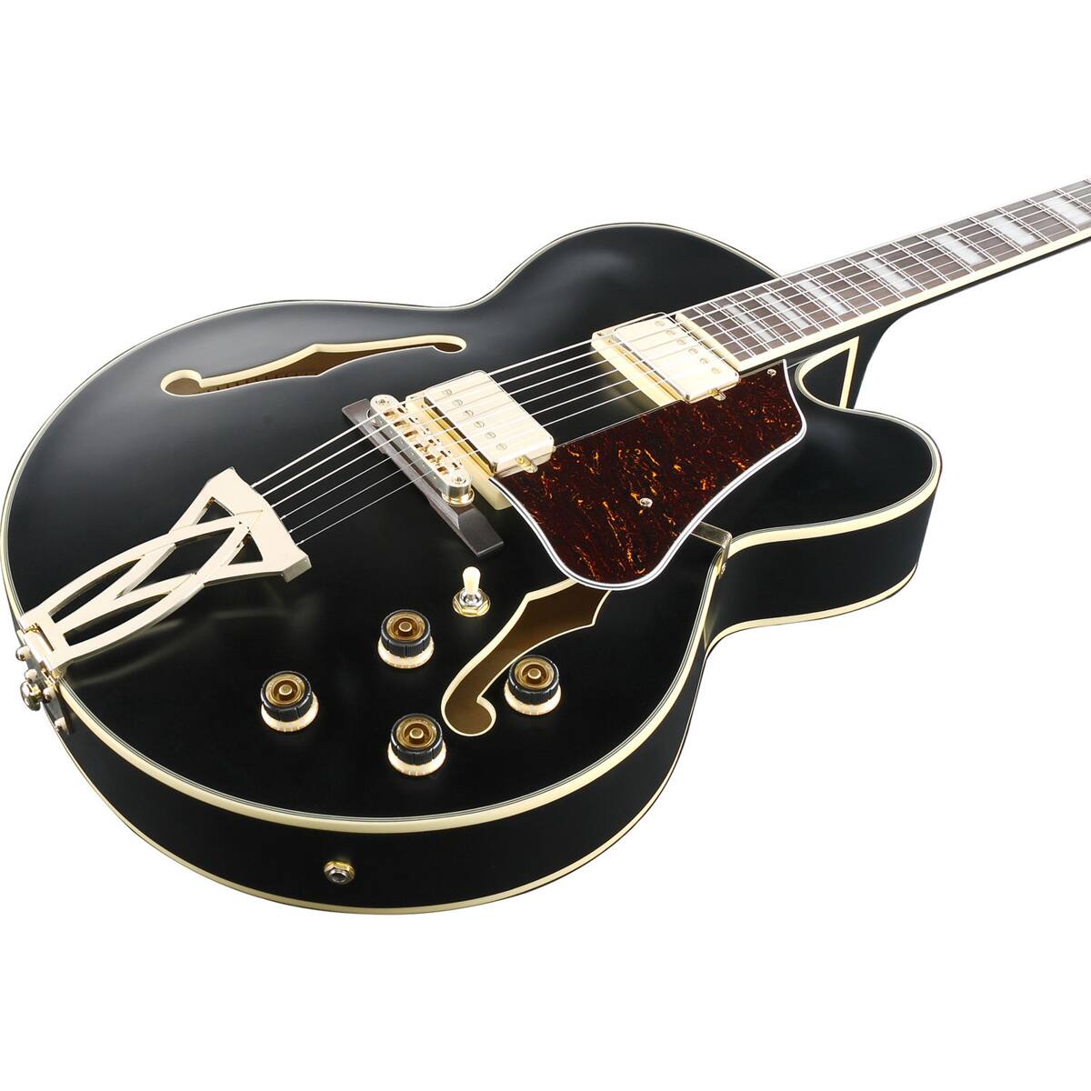 Alt View 3. Ibanez - Ibanez Artcore Series AF75G Electric Guitar, Bound Rosewood Fretboard, Black Flat.