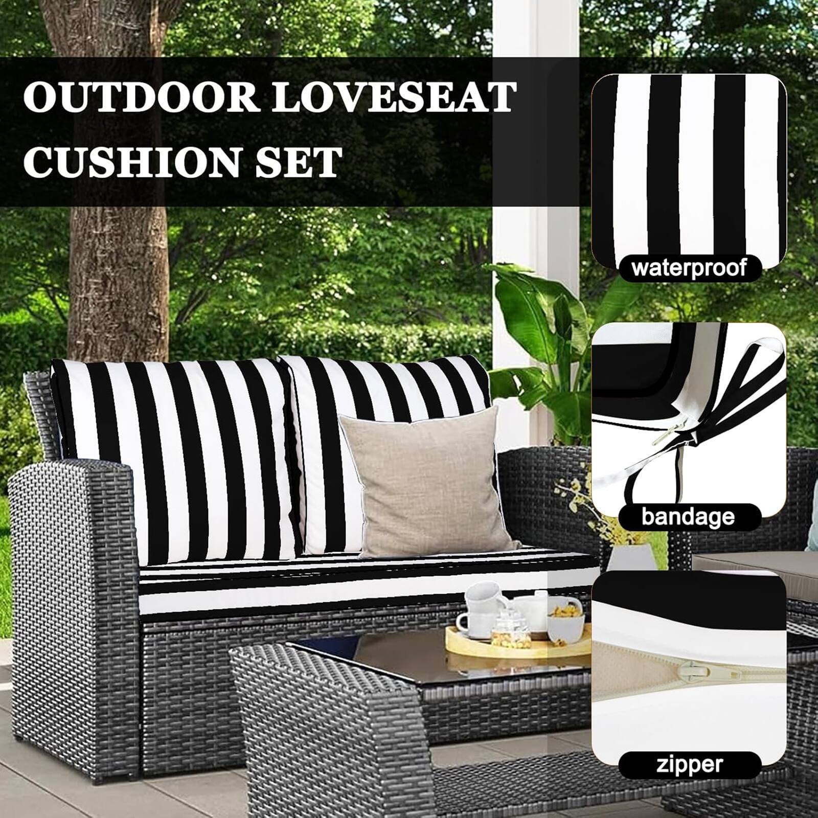 OUTDOOR LOVESEAT CUSHION SET

- waterproof
- bandage
- zipper