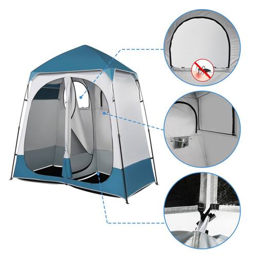 Alt View 3. Winado - 7.5FT Camping Dressing 2-Room Shower Tent Pop Up Shelter with Carrying Bag Privacy Changing Room Portable Toilet Outdoor - Blue & White.