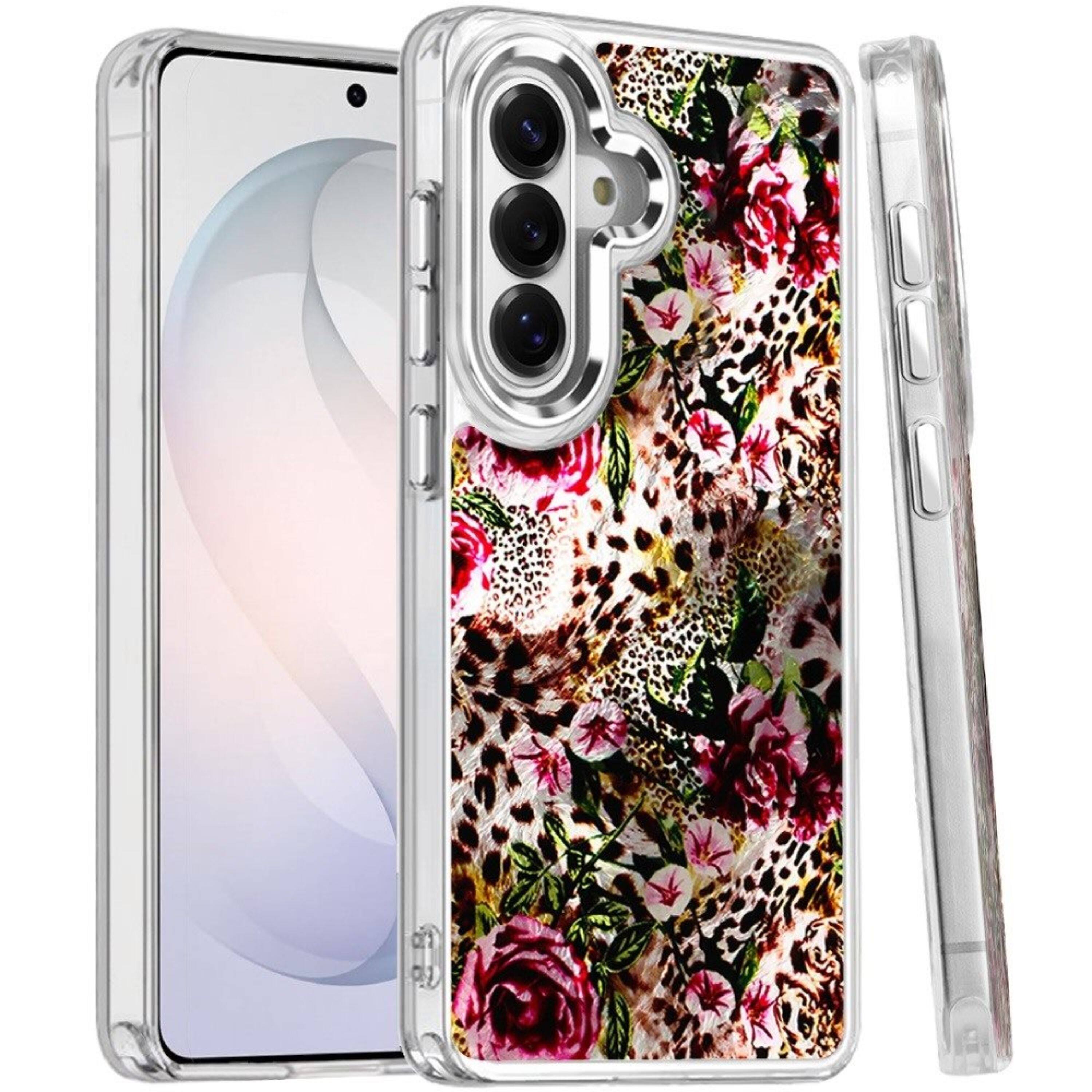 Left. Kitcheniva - Cute In Mold Design Metallic Button Case With Tempered Glass For Samsung S26 FE A - Multicolor.