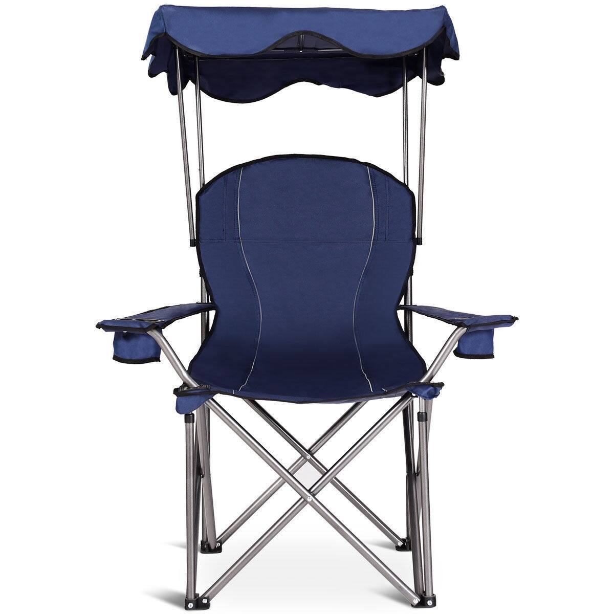 Front. Ecooso - Portable Beach Canopy Chair with Cup Holders - Blue/Red.