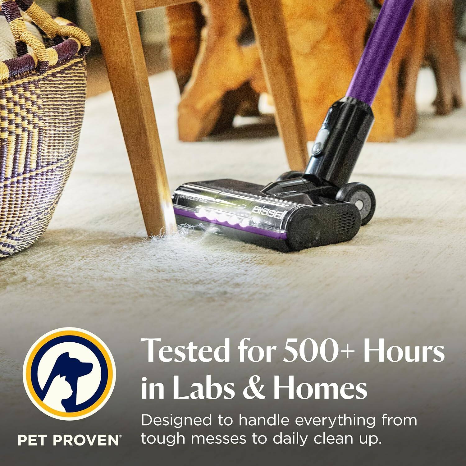 Tested for 500+ Hours in Labs & Homes  
Designed to handle everything from PET PROVEN tough messes to daily clean up.