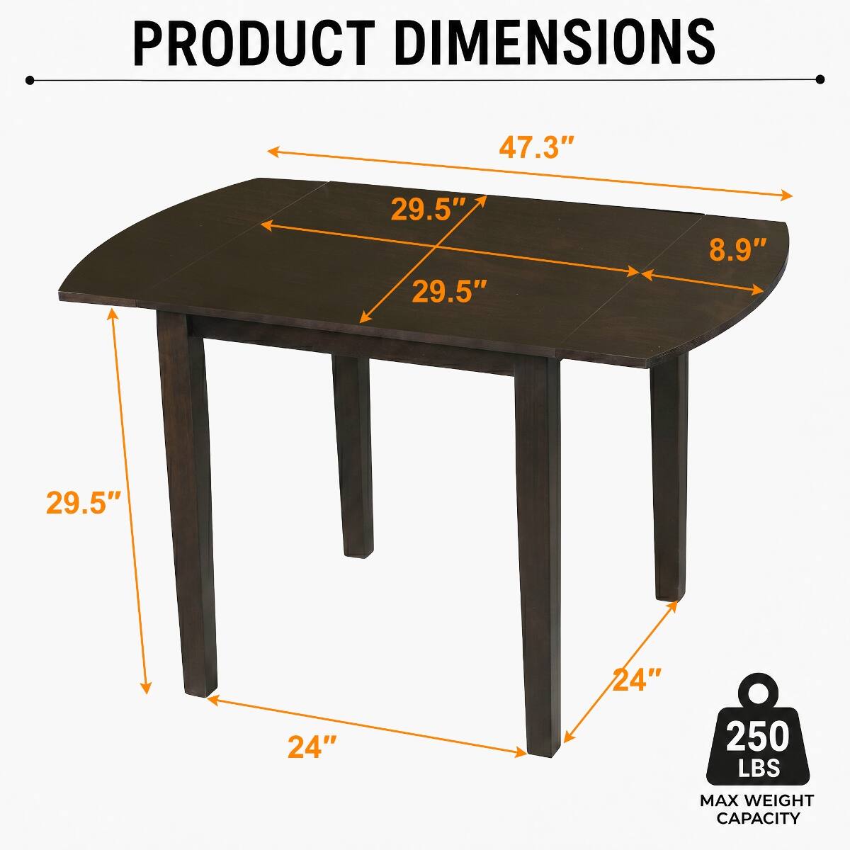Loheer Extendable Dining Table for 2 to 4 People, Drop Leaf Folding ...