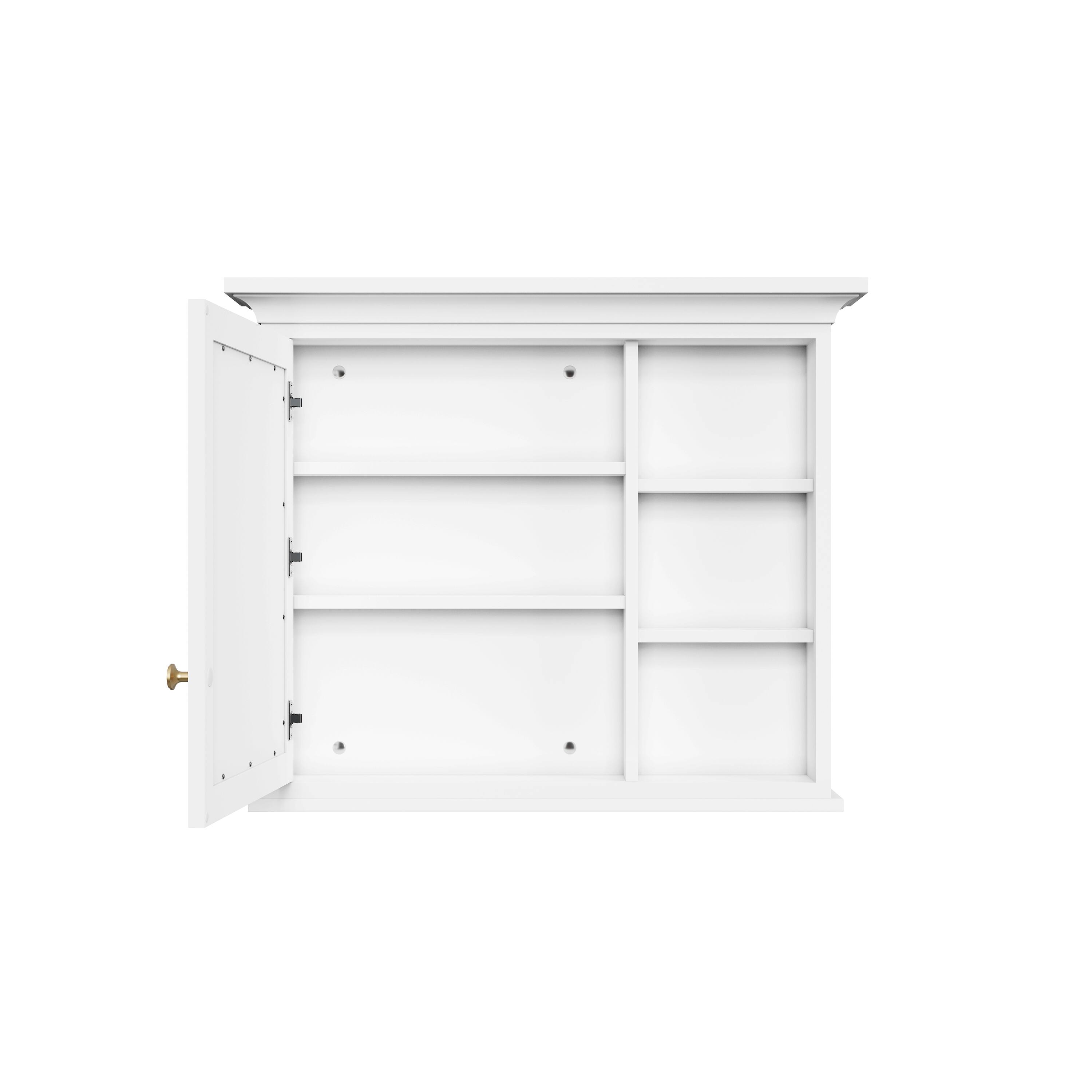 Alt View 2. WELLFOR - 36 in. W x 30 in. H Solid Wood Rectangular Surface Mount Medicine Cabinet with Mirror, Soft Close Door - White.
