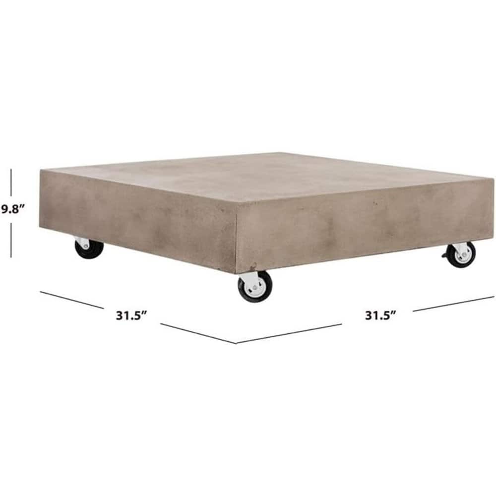 Safavieh - Gargon Indoor/Outdoor Modern Concrete 9.84-Inch H Coffee Table With Casters - Gray