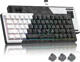 Womier - Q61 65% Percent Wireless Gaming Keyboard with QMK/VIA,Creamy Mechanical Keyboard - Black