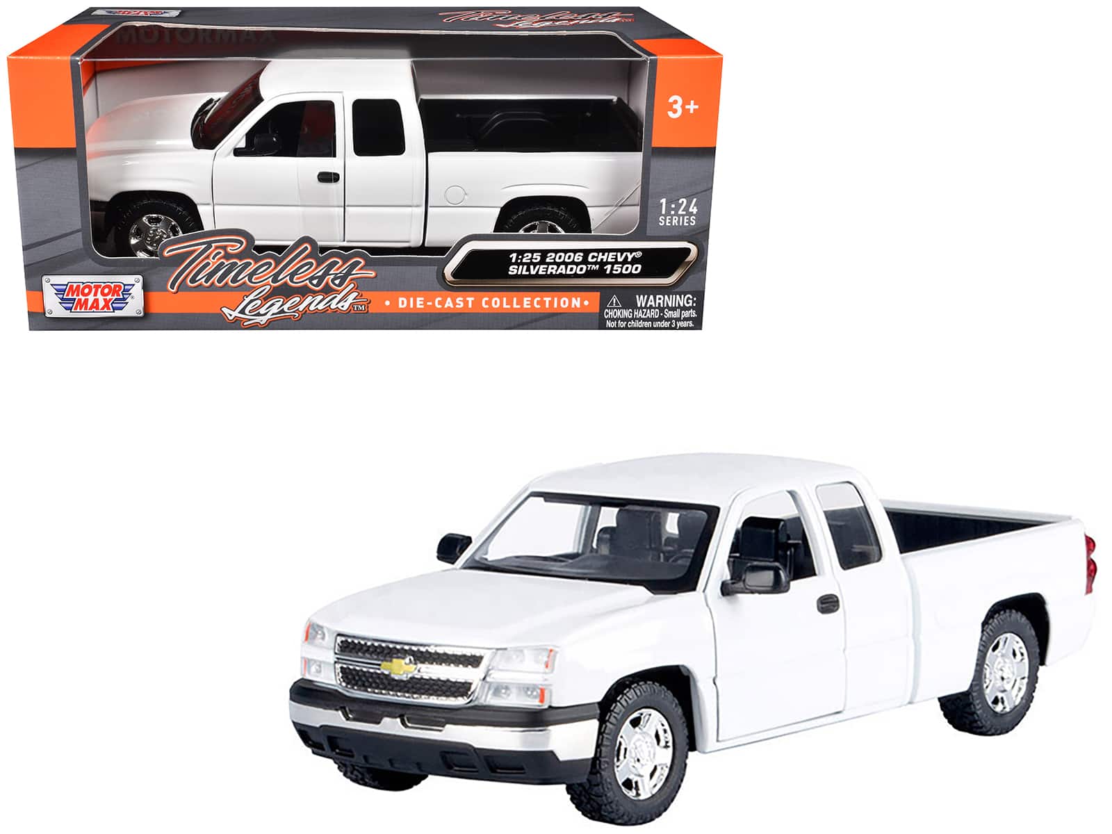 "2006 Chevrolet Silverado 1500 Pickup Truck White ""Timeless Legends"" Series 1/25 Diecast Car Model by Motormax" price history on PriceWatchPro