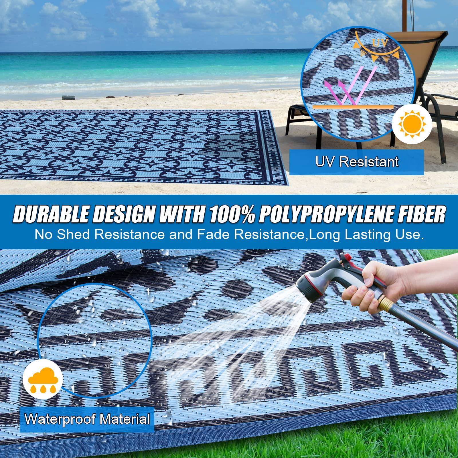 DURABLE DESIGN WITH 100% POLYPROPYLENE FIBER  
No Shed Resistance and Fade Resistance, Long Lasting Use.  
UV Resistant  
Waterproof Material