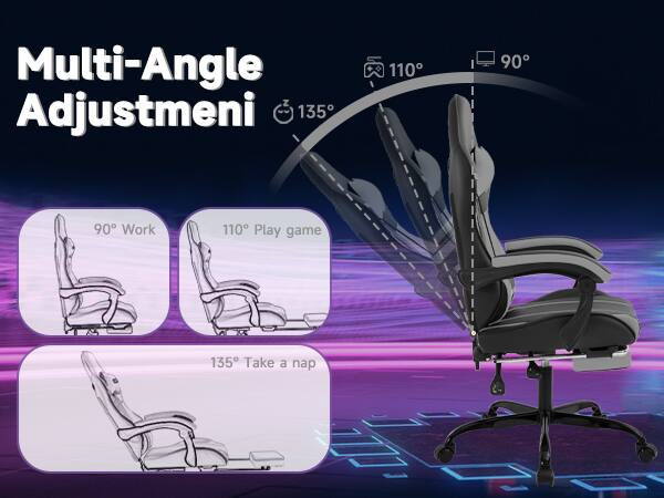 Multi-Angle Adjustment

90° Work

110° Play game

135° Take a nap