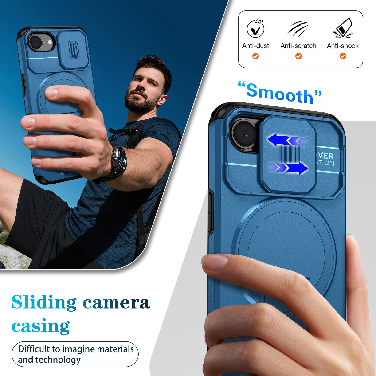 Dteck Magnetic Case for Apple iPhone 17e / 16e with Sliding Camera ...