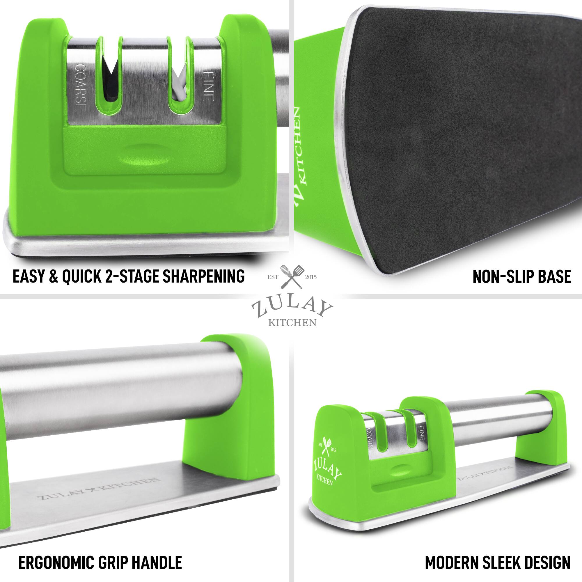 COARSE FINE KITCHEN A EASY & QUICK 2-STAGE SHARPENING EXT x 2015 ZULAY KITCHEN NON-SLIP BASE Y KRECHEN ZULA 2 WULAY ATCHEN IACG IN ERGONOMIC GRIP HANDLE MODERN SLEEK DESIGN

Corrected:
COARSE FINE KITCHEN A EASY & QUICK 2-STAGE SHARPENING EXT x 2015 ZULAY KITCHEN NON-SLIP BASE Y KRECHEN ZULA 2 WULAY ATCHEN IACG IN ERGONOMIC GRIP HANDLE MODERN SLEEK DESIGN