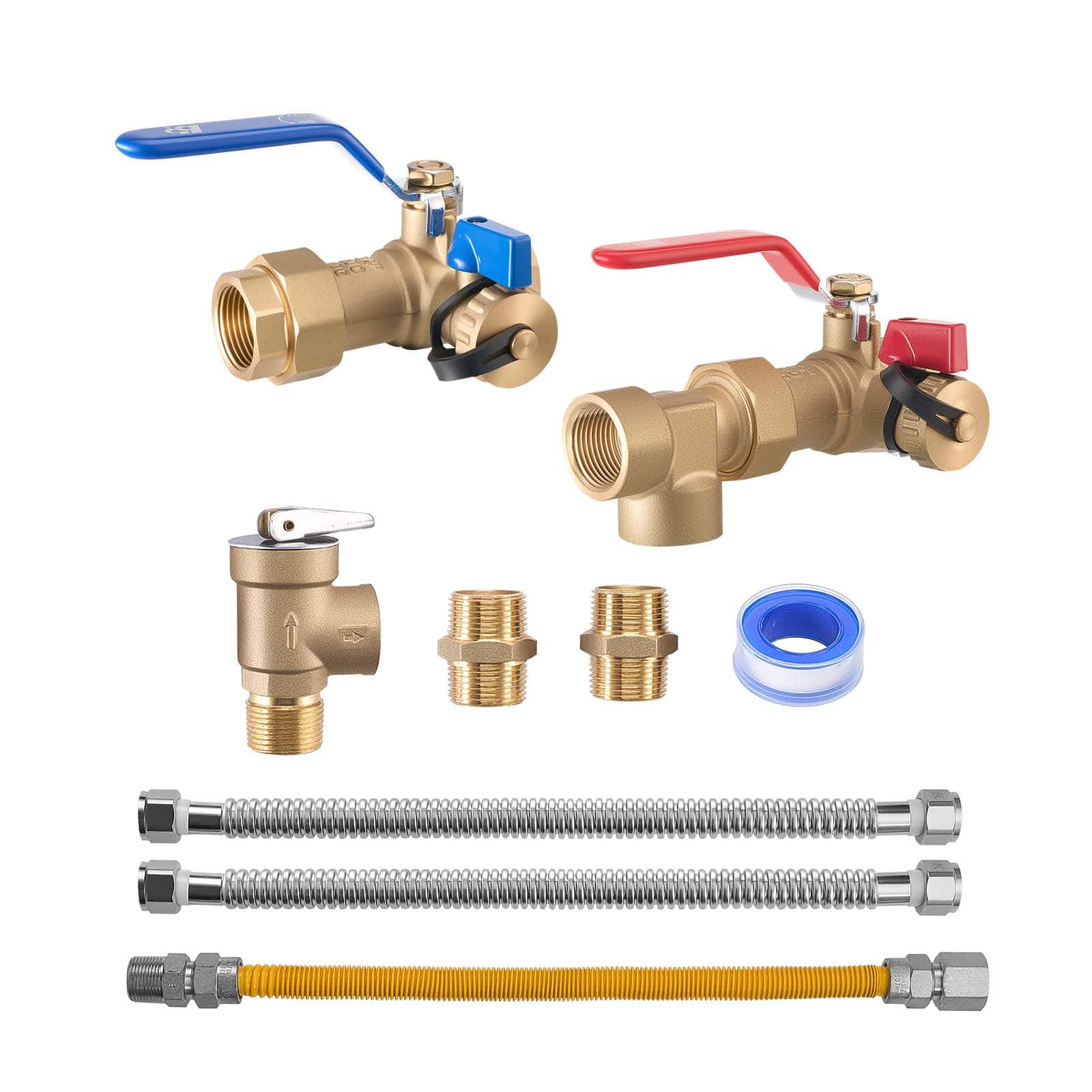 VEVOR - Water Heater Kit, 3/4 Inch Cold & Hot Water Plumbing Repair Kit with 600 WOG Isolation Valves, Pressure Relief Valve - Copper price history on PriceWatchPro