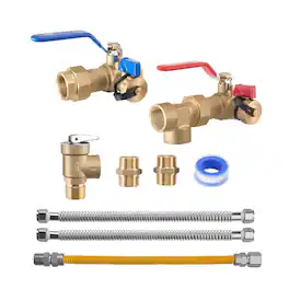 VEVOR - Water Heater Kit, 3/4 Inch Cold & Hot Water Plumbing Repair Kit with 600 WOG Isolation Valves, Pressure Relief Valve - Copper